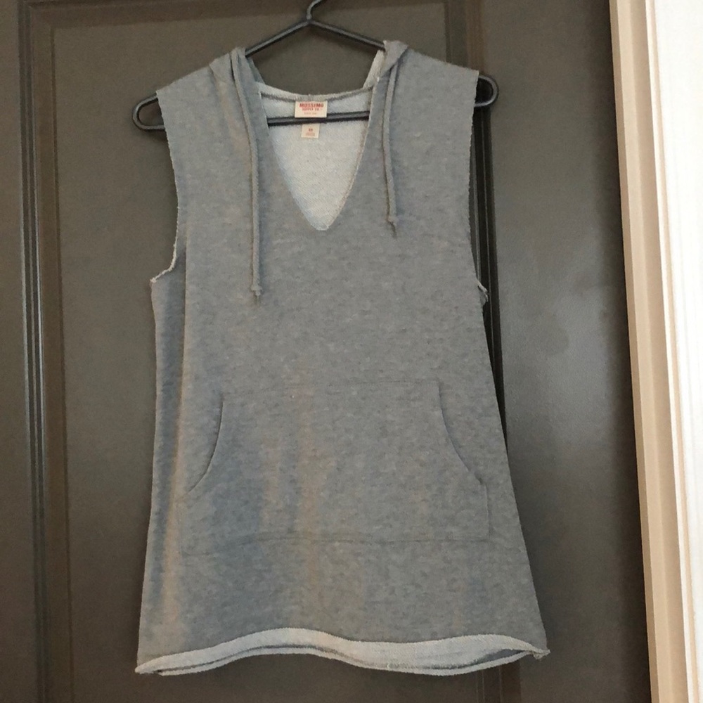 Mossimo XS hoodie sweat tank grey workout tank